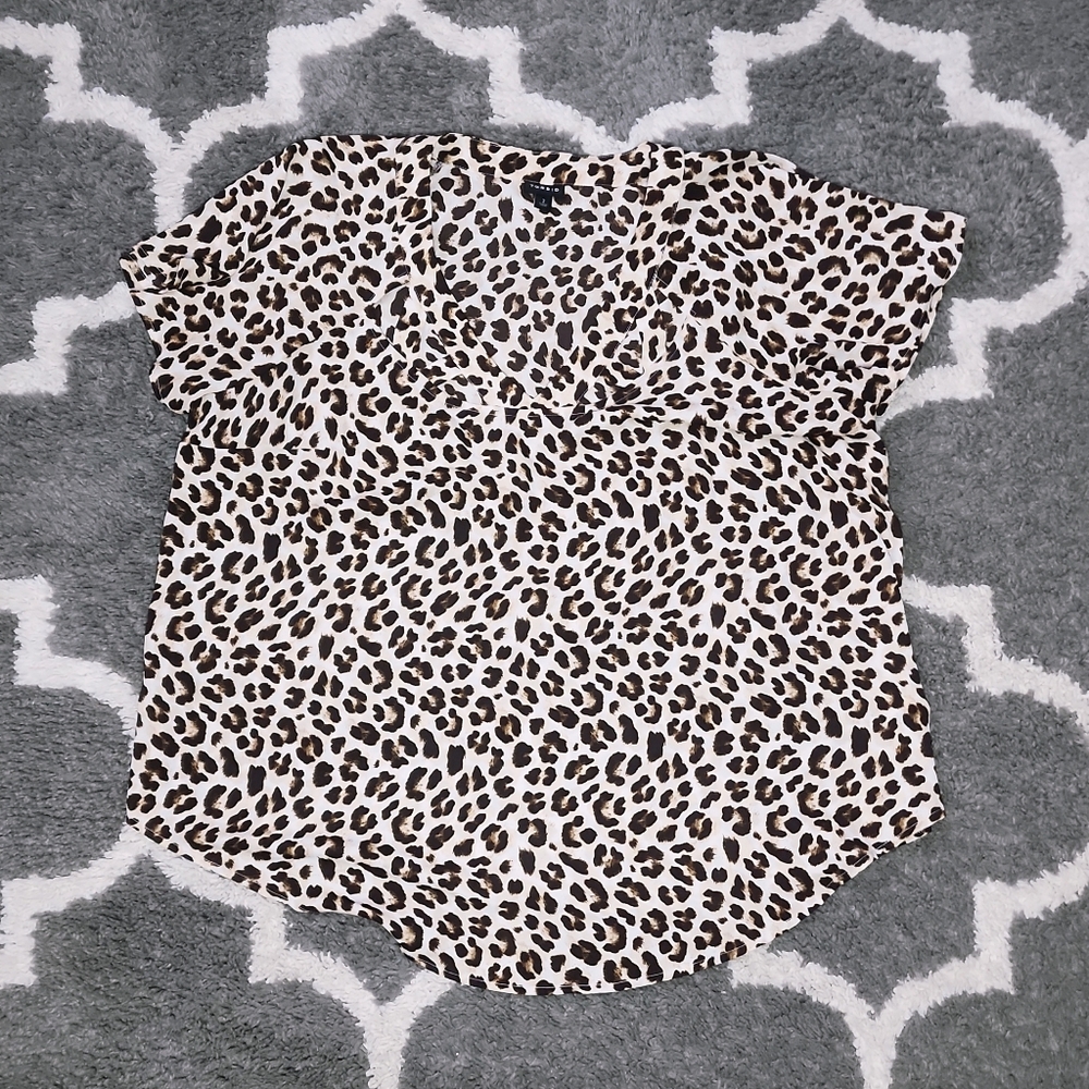 Torrid Leopard Print Georgette Cage Front Blouse